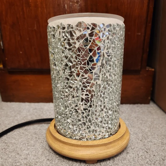 Pink Zebra Silver Shimmer Light with Wooden Base - Picture 1 of 2